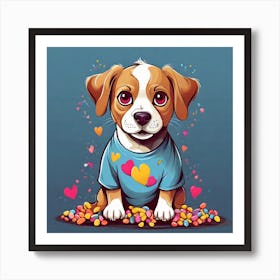 Valentine's Day Dog Art Print