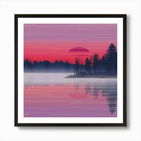 Sunset Over Lake Art Print