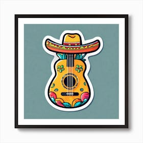 Mexican Guitar And Maracas Sticker 2d Cute Fantasy Dreamy Vector Illustration 2d Flat Centere (44) Art Print