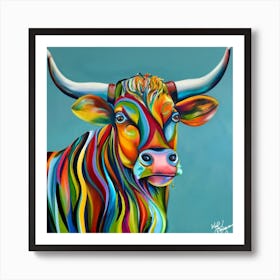 Animals Wall Art : Colorful Cow Art Print