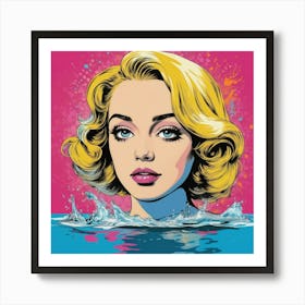 Pop Girl In Water Art Print