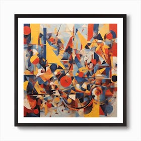 A dynamic interplay of geometric shapes and vibrant colors, optimistic painting Art Print