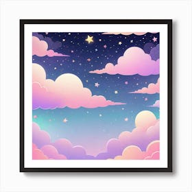 Sky With Twinkling Stars In Pastel Colors Square Composition 103 Art Print