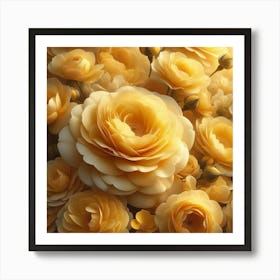 Yellow Roses Wallpaper Art Print