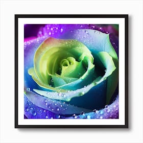 Beautiful purple, blue and lime roses 1 Art Print