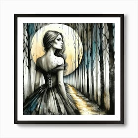 Full Moon In The Woods Art Print