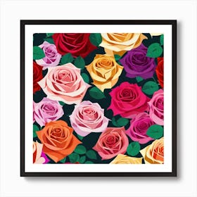 Roses Seamless Pattern 10 Art Print