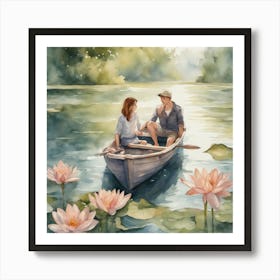 Couple In A Boat 2 Art Print