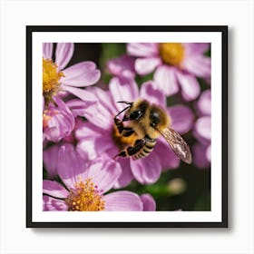 Bee On A Flower 3 Art Print