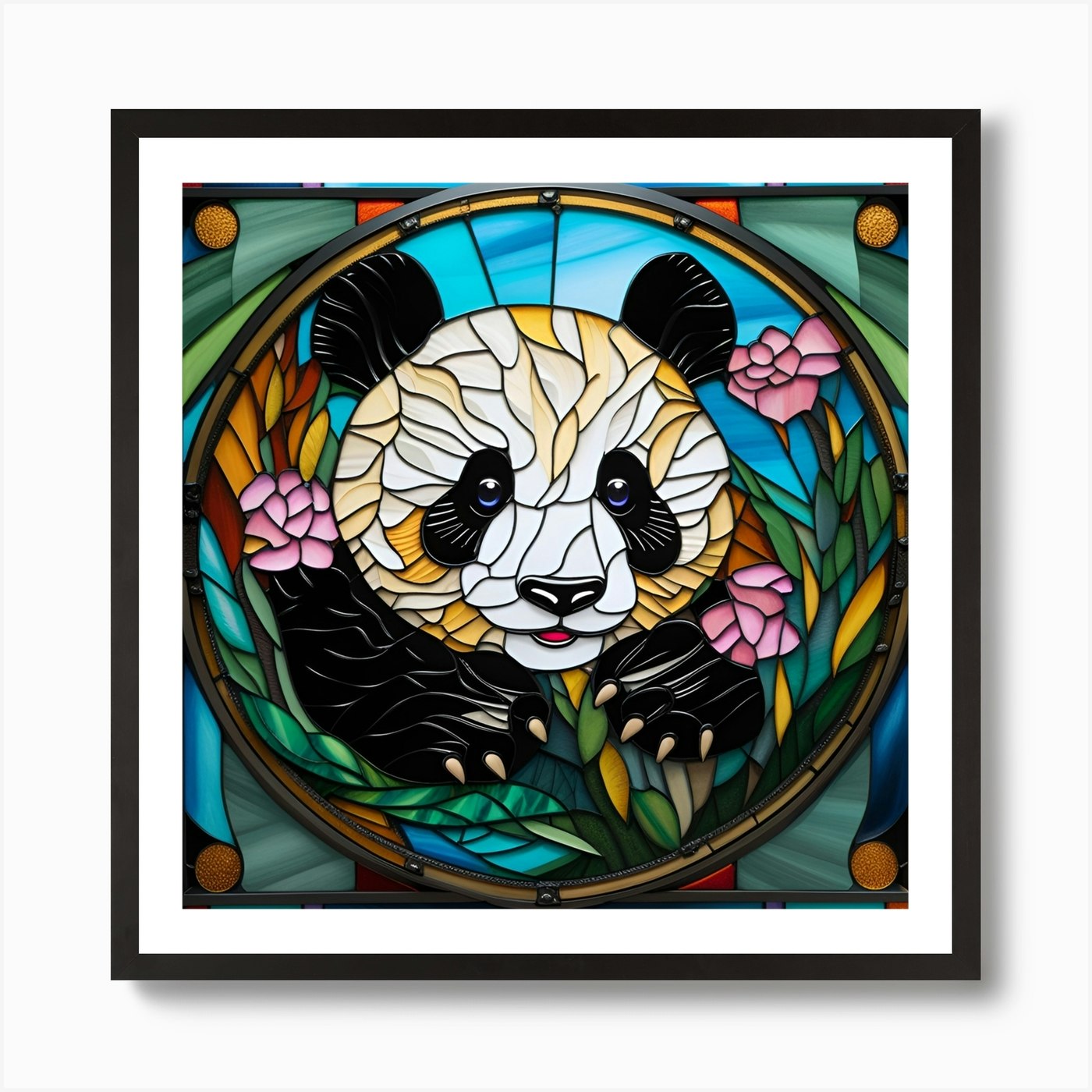 Panda Bear Stained Glass pop art Art Print by Magical Arts Realm - Fy