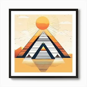 boho sun and egyptian Pyramids Art Print