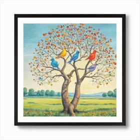 Five Birds By Peter Ghetu 2024 Art Print