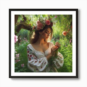 lady in forest Art Print