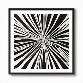 Chaos In Harmonious Brushstrokes Linocut Black And White Painting Art Print