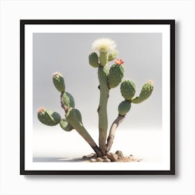 Dreamshaper V7 Cactus Tree Branch With White Background 0 Art Print