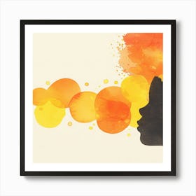 Silhouette Of A Woman With Orange Hair Art Print