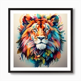 Colorful Lion Head 1 Art Print