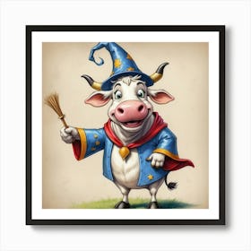 Cow In A Wizard Costume Art Print