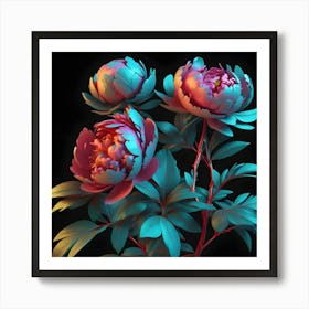 A Nocturnal Ballet of Spectral Peonies Art Print