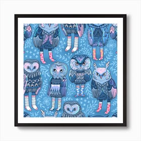 Funny owls wearing cute socks Art Print
