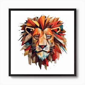 Geometric Lion Head Art Print