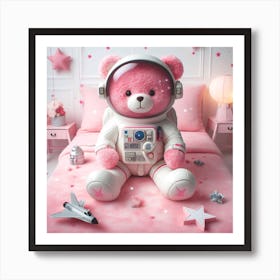 Astronaut Teddy Bear Art Print