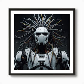 Robot With Dreadlocks Art Print