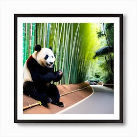 Panda Bear In Bamboo Forest 6 Art Print