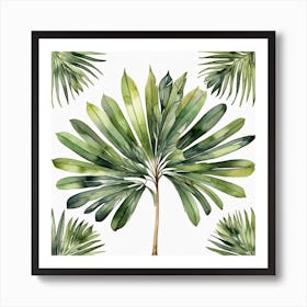 Green fan of palm leaves 4 Art Print