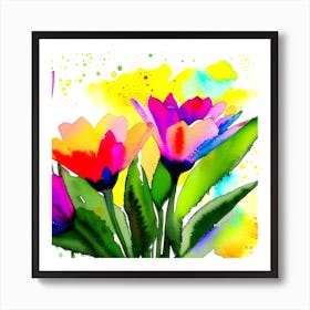 Watercolor Tulips Art Print