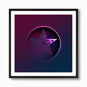 Geometric Neon Glyph on Jewel Tone Triangle Pattern 261 Art Print