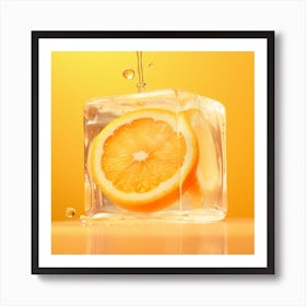Orange Slice In Ice Cube Art Print