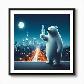 Polar Bear Holding A Bottle Of Vodka 2 Art Print