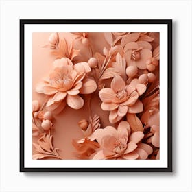 Floral Background In Color Of The Year 2024 Peach Fuzz Art Print