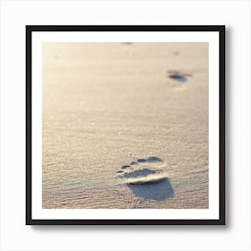 The Footprint In The Sand At The Beach Square Art Print