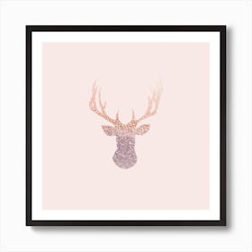 Rosegold Deer Blush Square Art Print