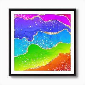 Vibrant Rainbow Glitter Agate Texture 07 Art Print