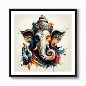 "Divine Whirl: Ganesha in Abstract Motion" - This dynamic piece bursts with energy, portraying Lord Ganesha through a spectacular fusion of abstract expressionism and vibrant colors. The deity's form is suggested through swirling strokes and bold splashes of paint, conveying his powerful presence in a modern, artistic whirlwind. The fluidity of form symbolizes Ganesha's role in the smooth flow of life's obstacles, while the energetic drips and splatters reflect his joyful, life-affirming nature. This piece is a perfect blend of tradition and contemporary art, ideal for anyone seeking a powerful yet playful statement in their space. Art Print