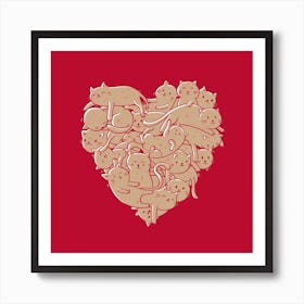 I Love Cats Heart Art Print