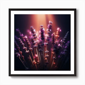 Lavender Flowers On A Dark Background Art Print