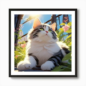 Cat In The Garden Art Print