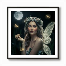 Fairy In The Moonlight 1 Art Print