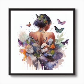 Watercolor Butterfly Woman Body  #3 Art Print