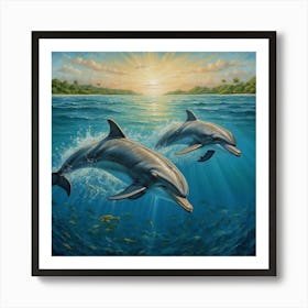 Dolphins In The Ocean Art Print