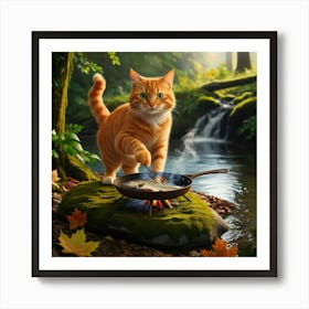 Leonardo Phoenix 09 A Vibrant Orange Tabby Cat With Bright Gre 3 Art Print