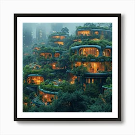 Chinese Green Houses Art Print