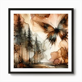 Butterfly Fluid Ink in Bronze Shades II Art Print