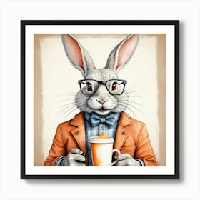 Rabbit With A Cup Of Coffee 1 Art Print