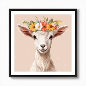 Floral Baby Goat Nursery Illustration (23) Art Print