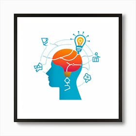 Human Head With Light Bulb Art Print